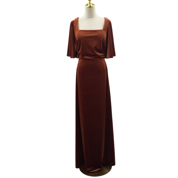 AW BRIDAL SZ 4 S Burnt Orange Eleonora Velvet Prom Bridesmaid Maxi Dress NEW 0B5 - Picture 2 of 4